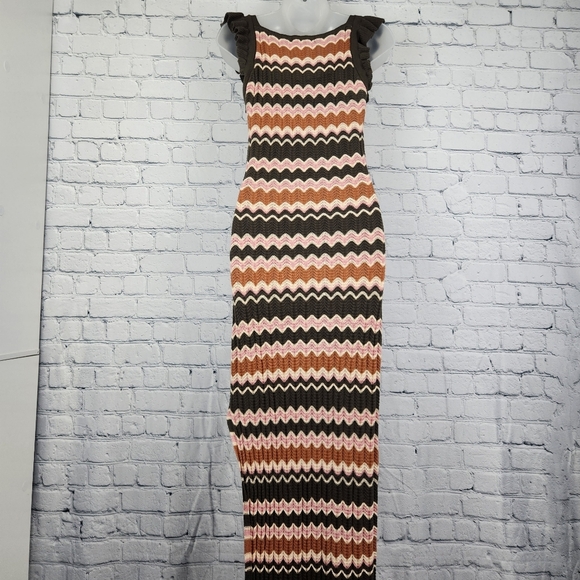 NWT Heartloom Size S Zigzag Maxi Dress in Brown, Pink, and Cream - Picture 2 of 5